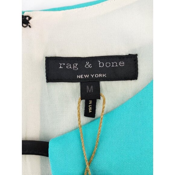 Rag & Bone New York Top Tank Blouse Sleeveless Aqua Hi-Low Lined Size M - Picture 3 of 11